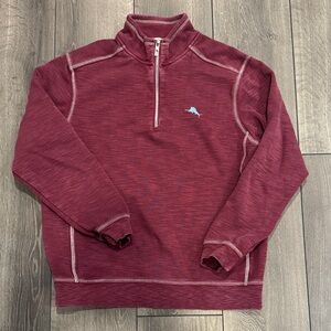 Men’s Tommy Bahama Quarter Zip Red Maroon Sz M